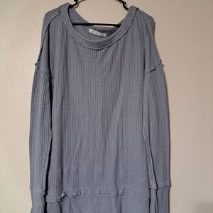 We The Free Soft Gray Textured Top